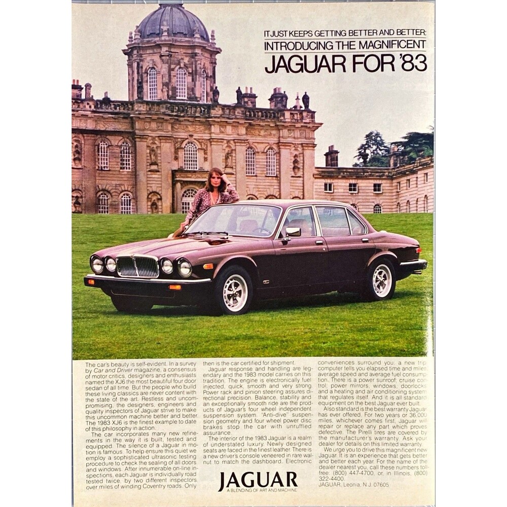 Jaguar XJ6 "It Just Keeps Getting Better and Better" Vintage Print Ad 1982